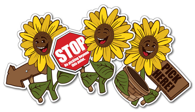 Directional Sunflower Character Signs